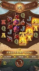 Wild Bounty Showdown · Verifikasi tiga kolom informasi saldo, nominal taruhan, dan perolehan kemenangan di bawah kisi.